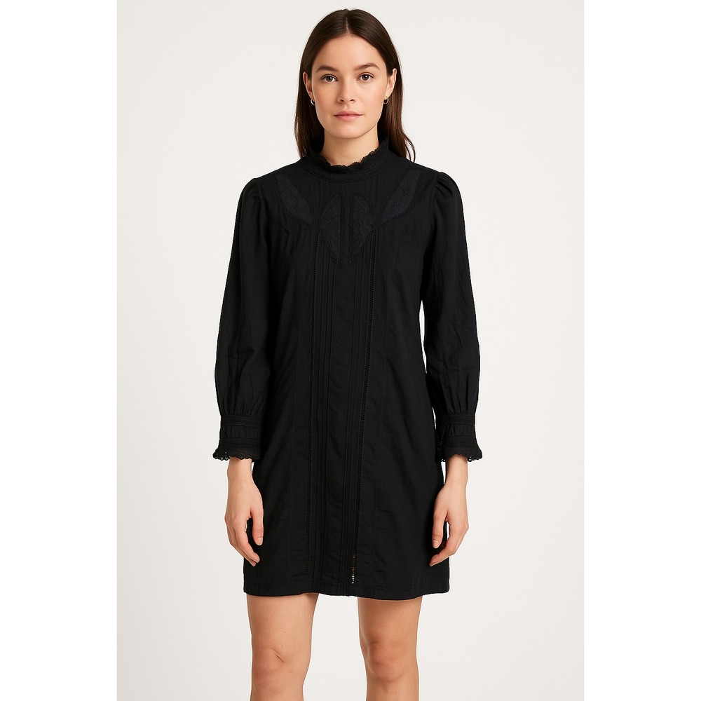 Anthropologie Farm Rio Dasha Tunic Dress Womens‎ XS Black Cotton Lace Detail